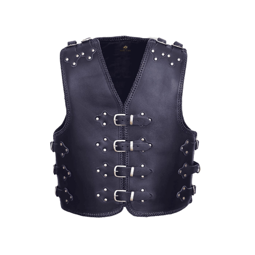Mens Stylish with Adjustable Buckles Leather Vest