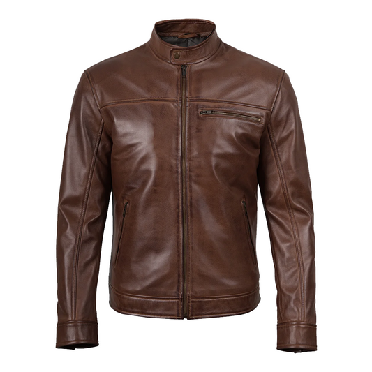 Mens Real Leather Biker Leather Jacket