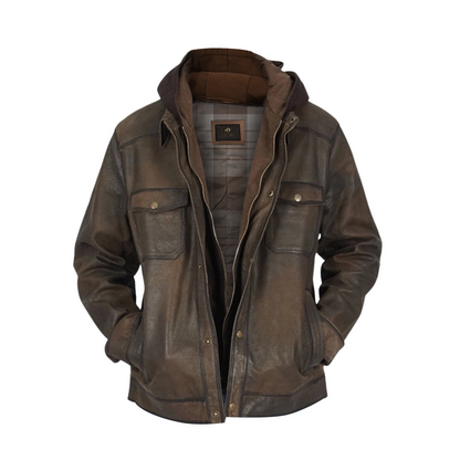Mens Dark Brown Distressed Jacket
