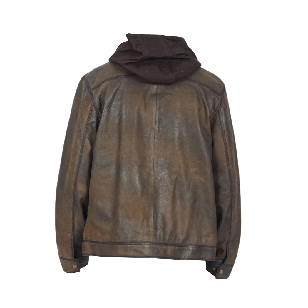 Mens Dark Brown Distressed Jacket