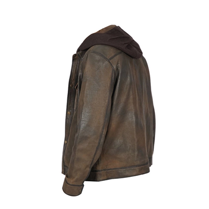 Mens Dark Brown Distressed Jacket