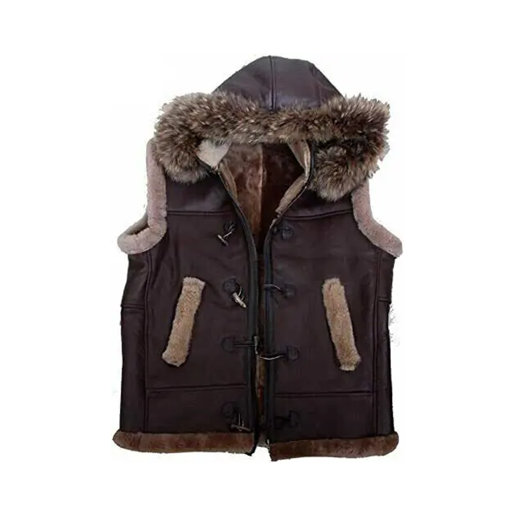 RAF B3 Brown Leather Fur Vest