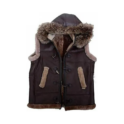 RAF B3 Brown Leather Fur Vest