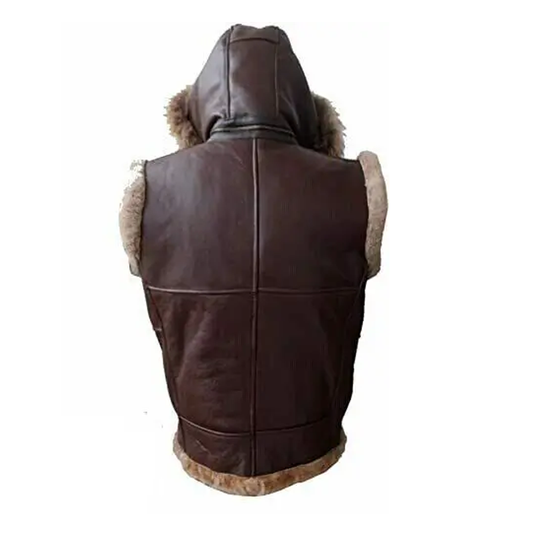 RAF B3 Brown Leather Fur Vest