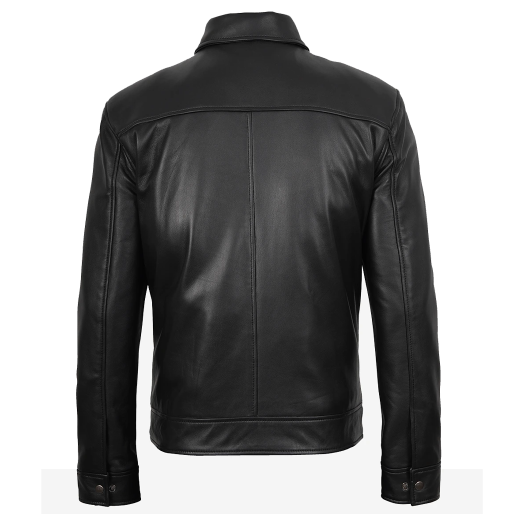 Men’s Tony Black Leather Harrington Jacket