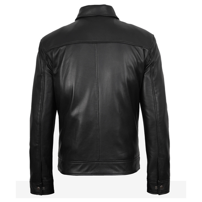Men’s Tony Black Leather Harrington Jacket