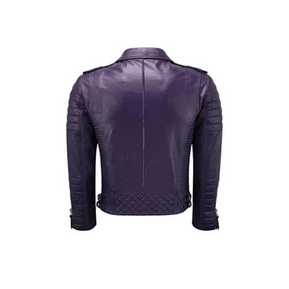 Women Purple Leather Quilted Jacket