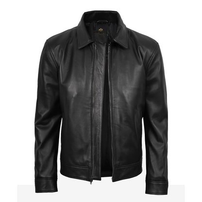 Men’s Tony Black Leather Harrington Jacket