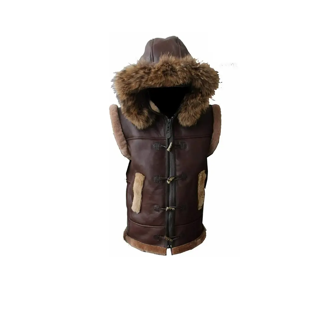 RAF B3 Brown Leather Fur Vest