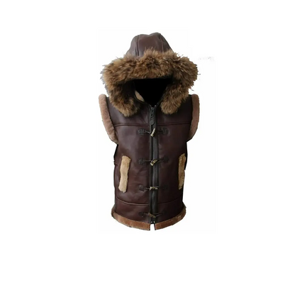 RAF B3 Brown Leather Fur Vest