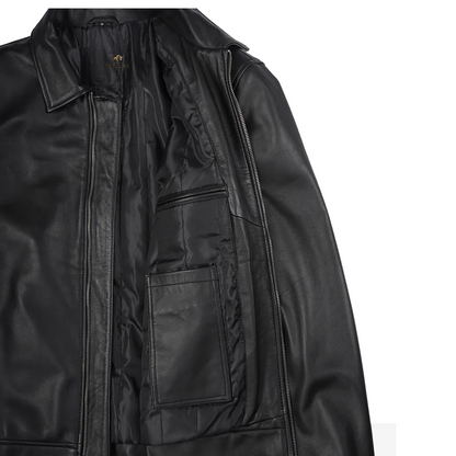 Men’s Tony Black Leather Harrington Jacket