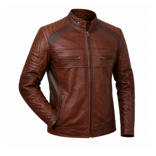 Distressed Cafe Racer Vintage Leather Jacket