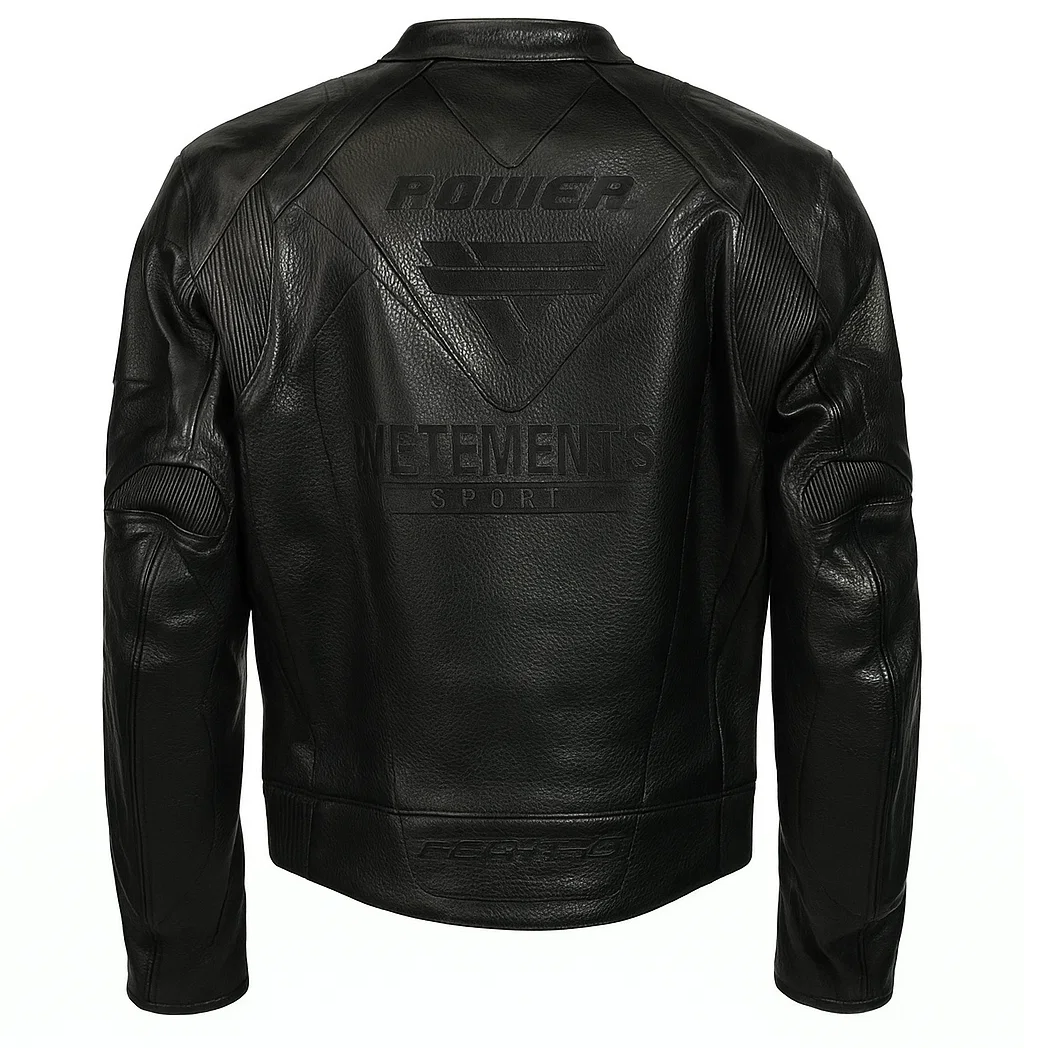 Men’s Vetements Black Logo Leather Jacket