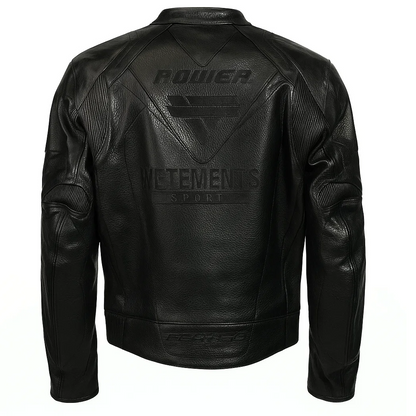 Men’s Vetements Black Logo Leather Jacket