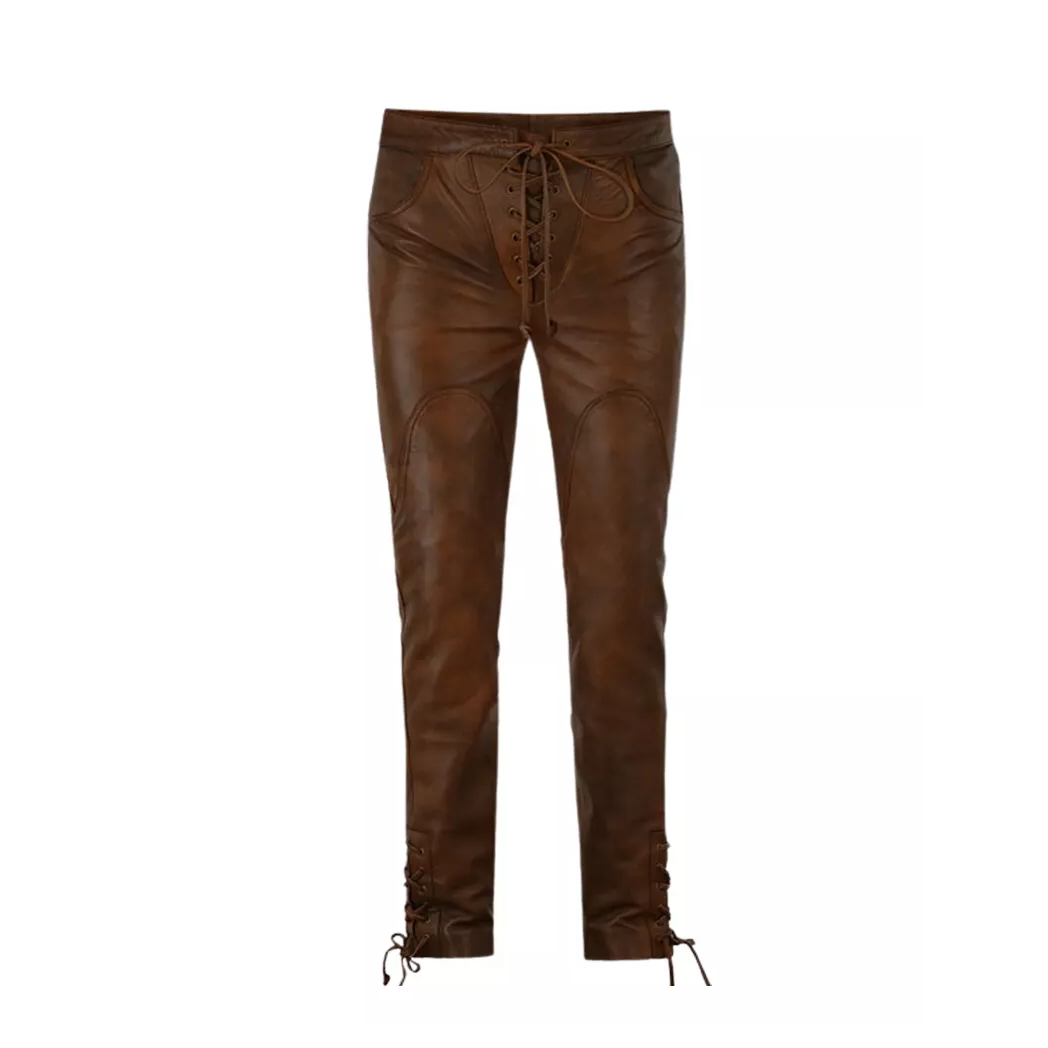 Cowboy Lace up Leather Pants