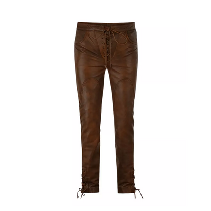 Cowboy Lace up Leather Pants