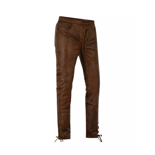 Cowboy Lace up Leather Pants