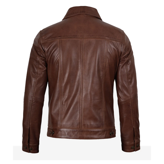 Men’s Classic Shirt Style Trucker Leather Jacket 5 out of 5 (5 customer reviews)