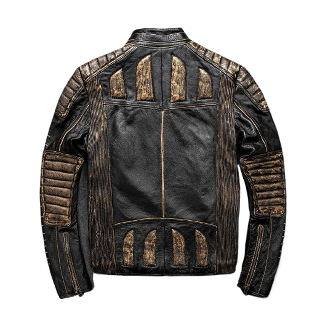 Mens Retro Motorcycle Black Leather Jacket