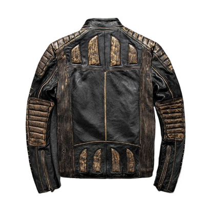 Mens Retro Motorcycle Black Leather Jacket