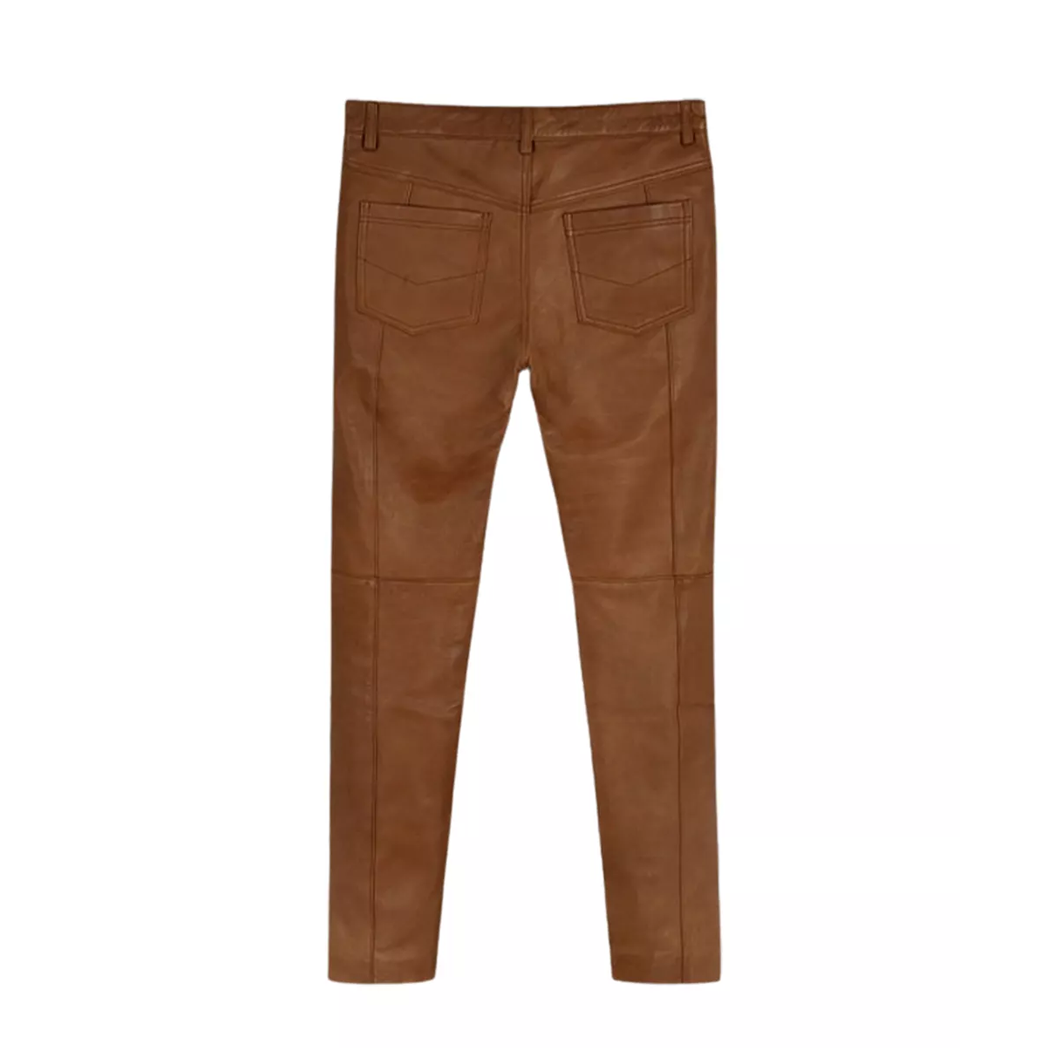 Mens Noach Brown Leather Pants