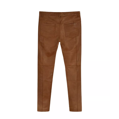 Mens Noach Brown Leather Pants