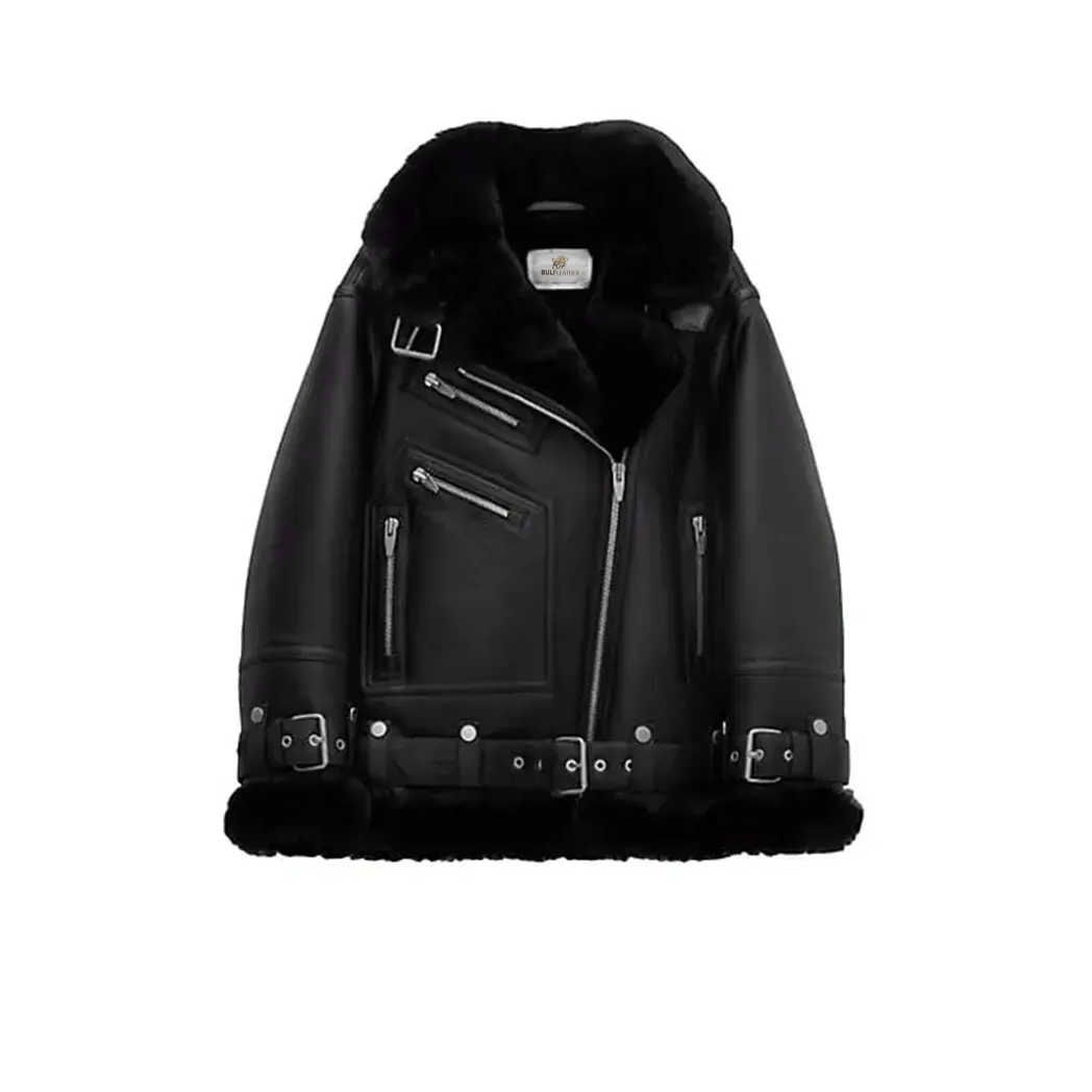 Women Moto Shearling Jacket