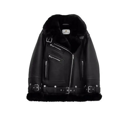 Women Moto Shearling Jacket