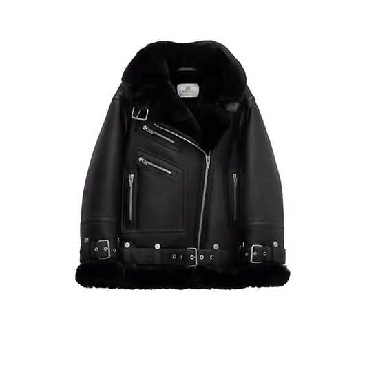 Women Moto Shearling Jacket