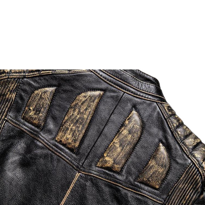 Mens Retro Motorcycle Black Leather Jacket