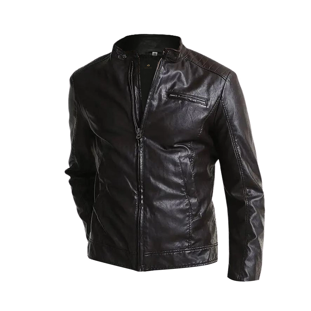 Mark Black Leather Racer Jacket