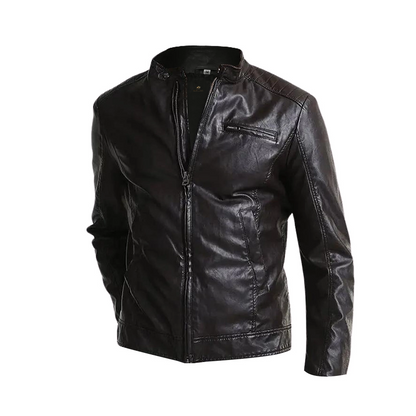 Mark Black Leather Racer Jacket