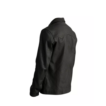 Men Black Leather Shirt