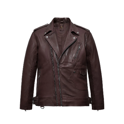 Mens Falcon Burgundy Rider Leather Jacket