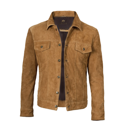 Men’s Real Suede Tan Trucker Style Jacket