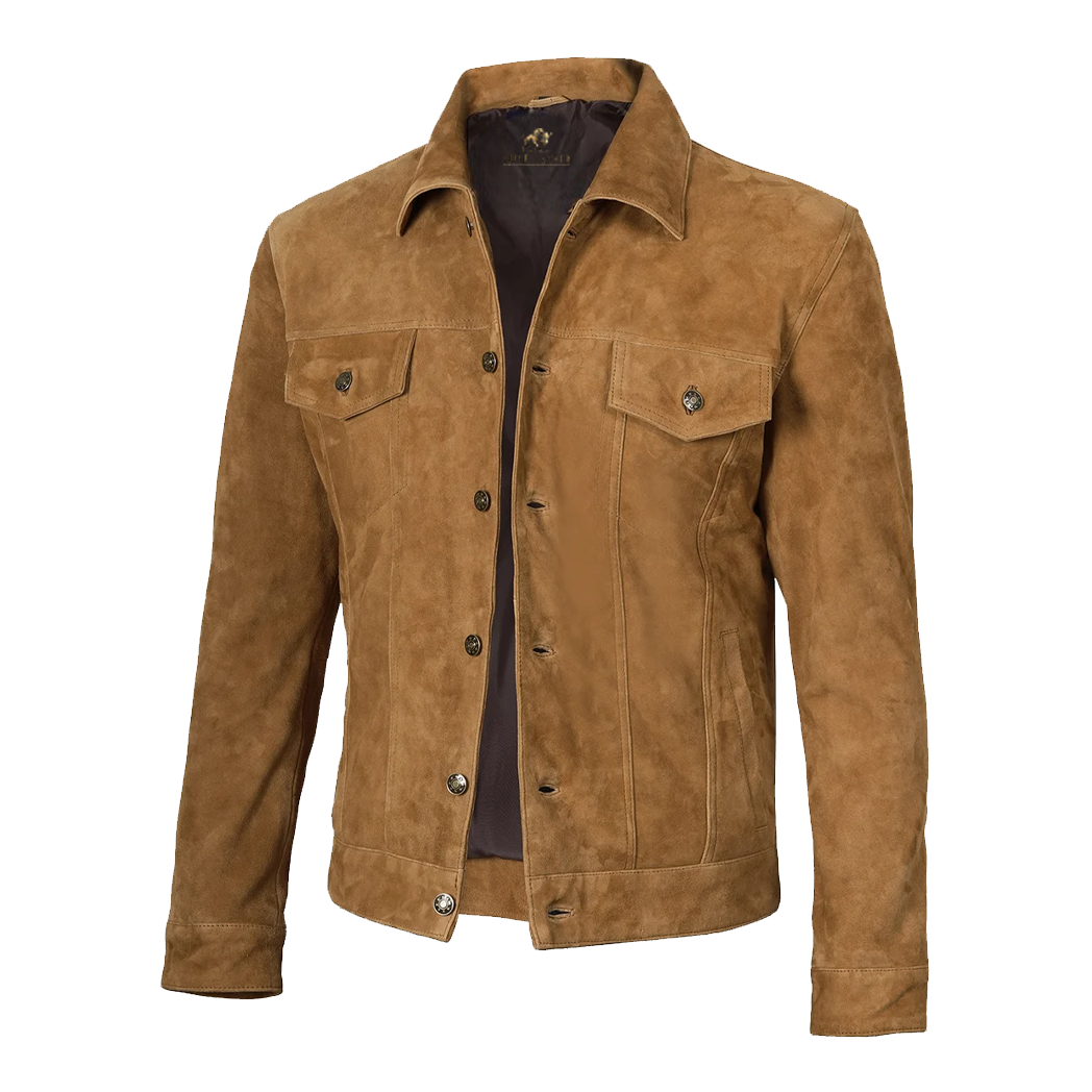 Men’s Real Suede Tan Trucker Style Jacket