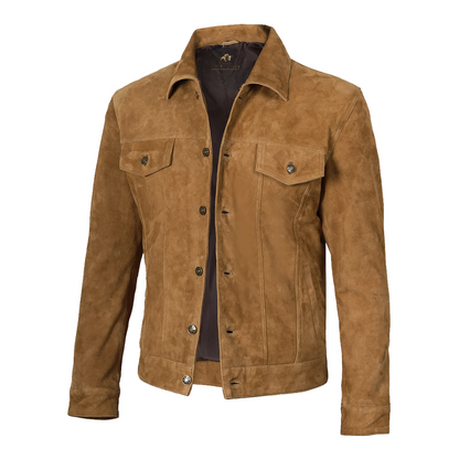 Men’s Real Suede Tan Trucker Style Jacket