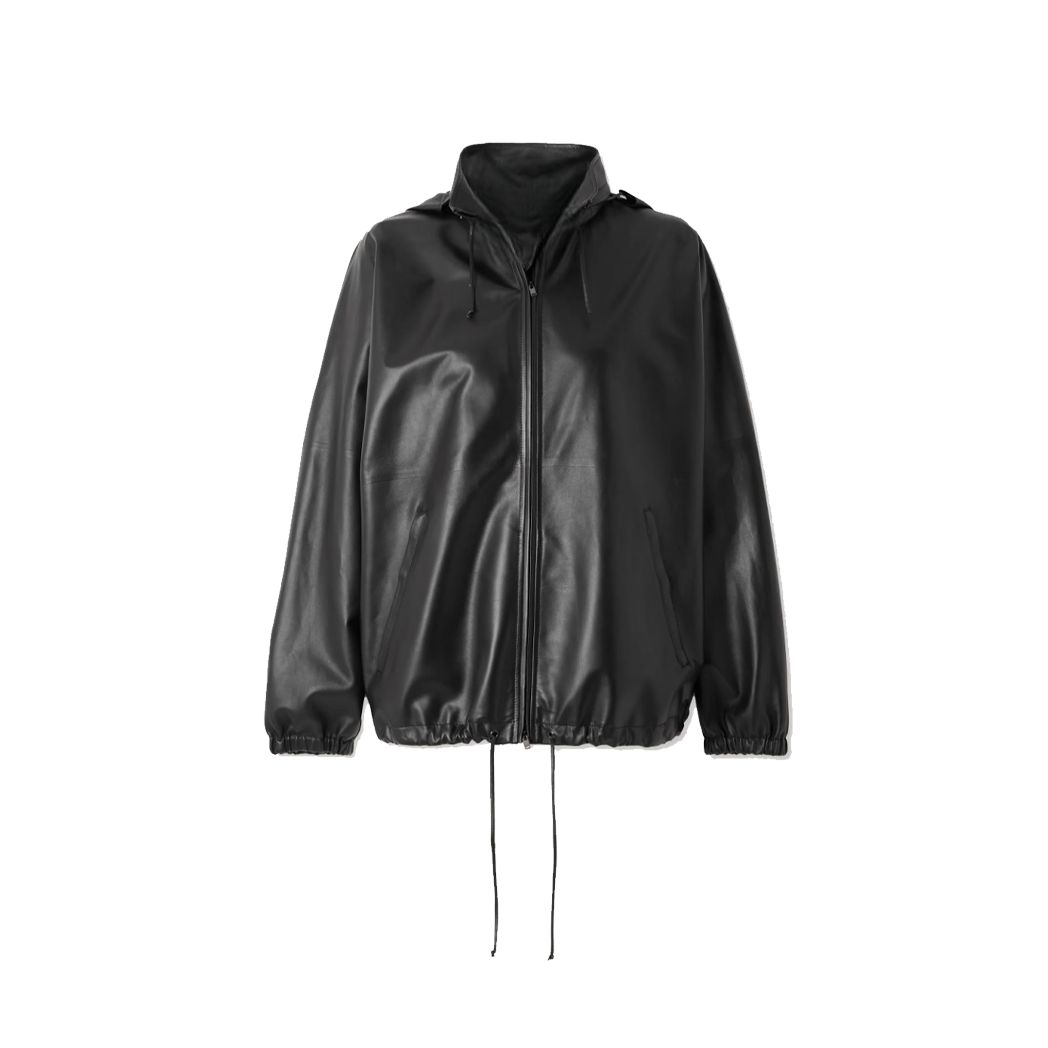 Mens Black Vetements Hooded Leather Jacket