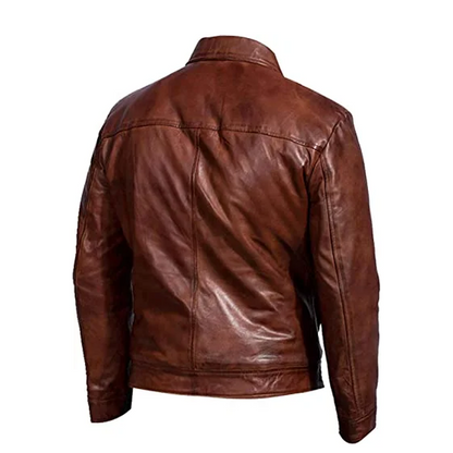 Cafe Racer Retro Brown Leather Jacket