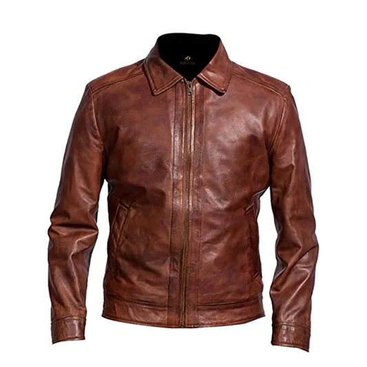 Cafe Racer Retro Brown Leather Jacket