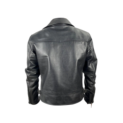 Men Black Leather Harrington Jacket