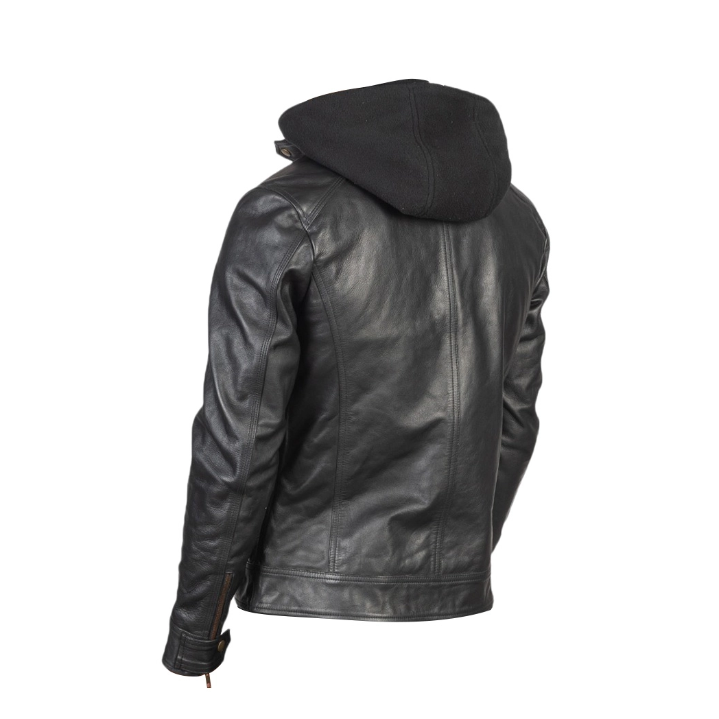 Men Black Leather Racing Jacket