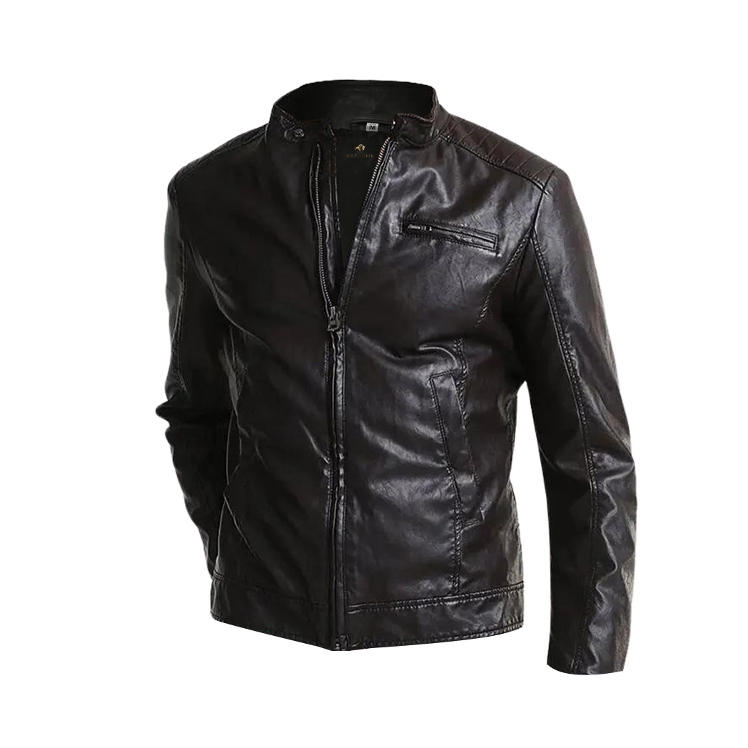 Mark Black Leather Racer Jacket
