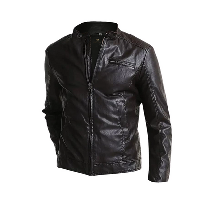 Mark Black Leather Racer Jacket