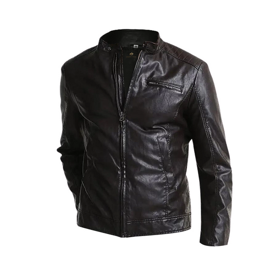 Mark Black Leather Racer Jacket