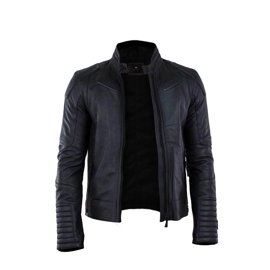 Men Black Padded Leather Jacket