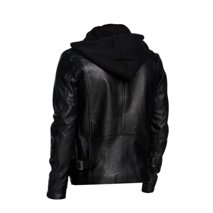 Men Black Detachable Hooded Jacket
