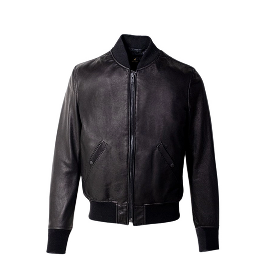 Men Casual Black Bomber Jacket