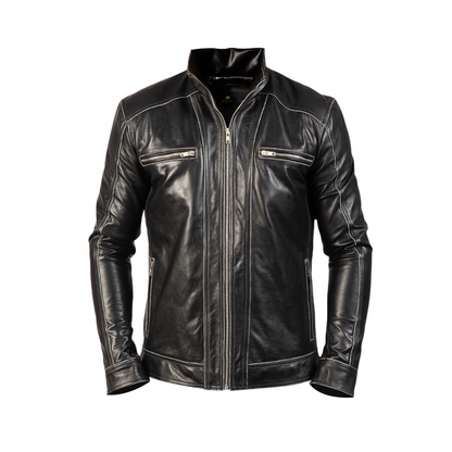 Men Hudson Black Biker Jacket