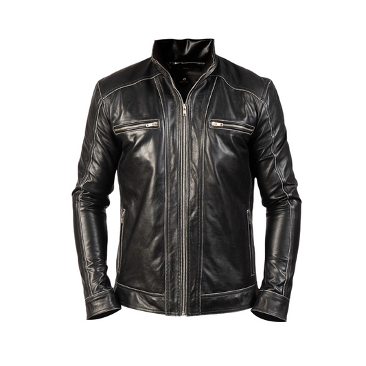 Men Hudson Black Biker Jacket